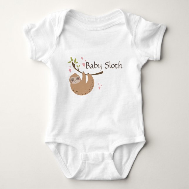 Personalise Cute Baby Sloth Bodysuit (Front)