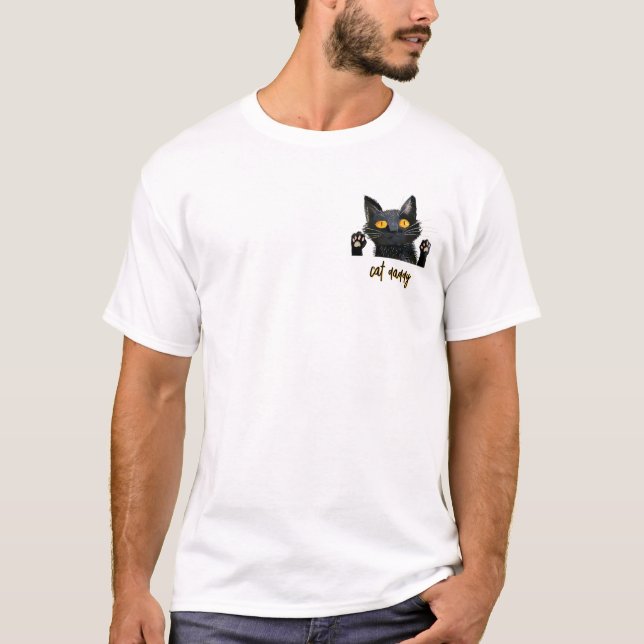 Personalise Cute Black Cat Daddy T-Shirt (Front)