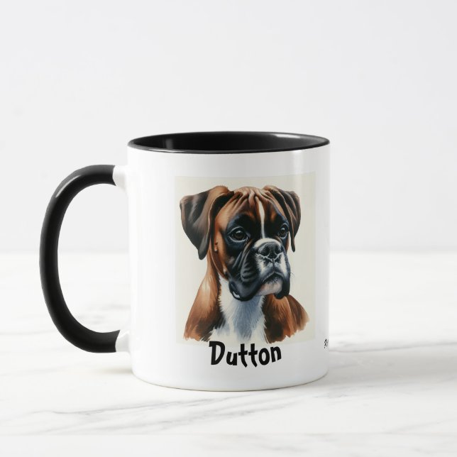 Personalise /Cute Boxer Watercolor Portriat Mug (Left)