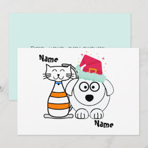 Personalise Cute Cat and Dogs Best Buddies Holiday Card