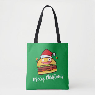 Personalise Cute Christmas Hamburger Tote Bag