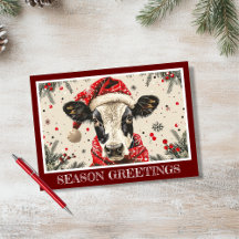 Personalise Cute Cow in Santa Hat