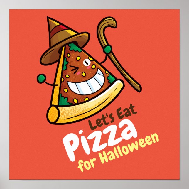 Personalise Cute Let's Eat Pizza Poster (Front)