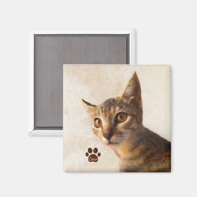 Personalise Cute Pet Kitten Photo Custom Template Magnet (Front/Back)