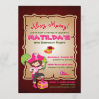 Personalise Cute Pirate Birthday Invitation