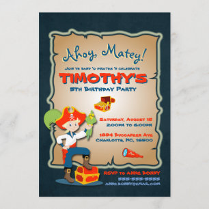 Personalise Cute Pirate Birthday Invitation
