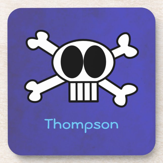 Personalise Cute Skull and Crossbones Coaster (Front)