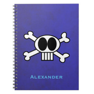 Personalise Cute Skull and Crossbones Spiral Notebook