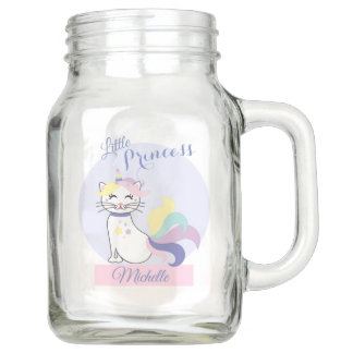 personalise cute unicorn cat little princess mason jar