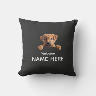 Personalise Cute Welcome Puppy Cushion