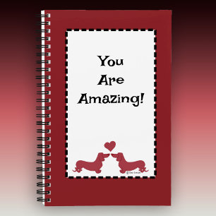 Personalise Dachshund Heart Red Spiral Notebook