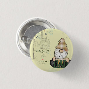 Personalise Dad Gnome Green Vintage Dad Gift 3 Cm Round Badge