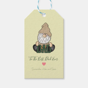 Personalise Dad Gnome   Green Vintage Dad Gift Tags