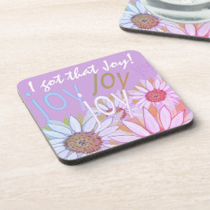 Personalise Daisy: Floral Joy, Joy, Joy!   Beverag Coaster