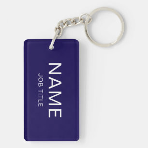 Personalise Dark Blue Rectangle (double-sided) Key Ring