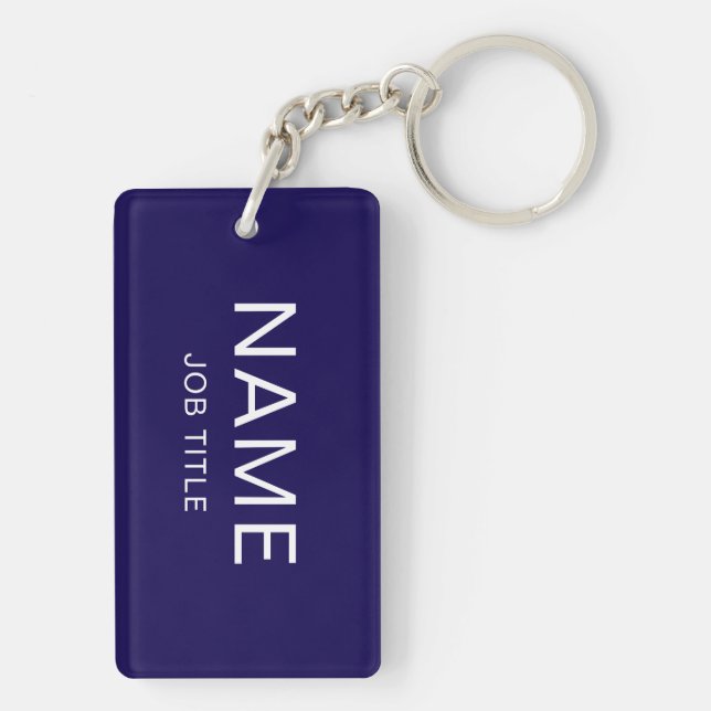 Personalise Dark Blue Rectangle (double-sided) Key Ring (Back)