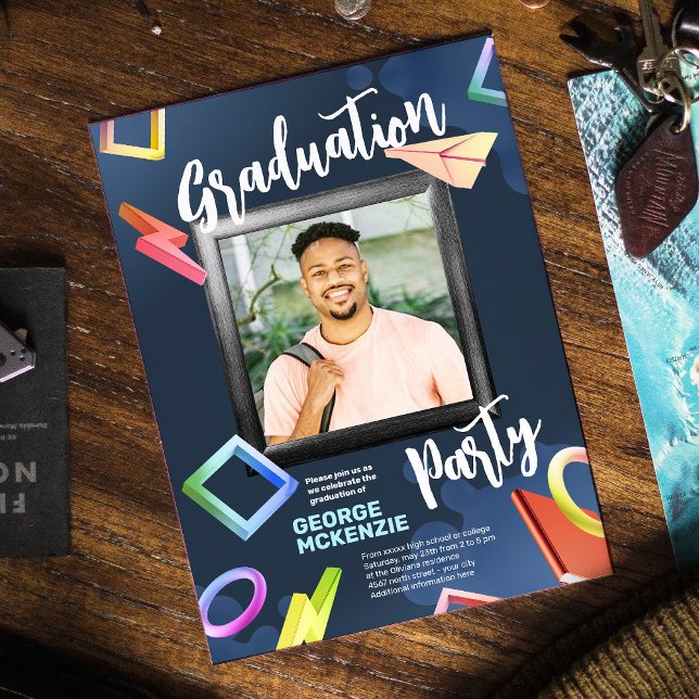Personalise dark fancy graduation party invitation (Creator Uploaded)
