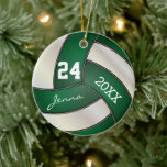 Personalise - Dark Green and White Volleyball Ceramic Tree Decoration<br><div class="desc">Dark Green Volleyball Christmas Ornament ready for you to personalise. ⭐This Product is 100% Customisable. Graphics and/or text can be added, deleted, moved, resized, changed around, rotated, etc... ⭐ (Please be sure to resize or move graphics if needed before ordering) NOT ALL TEMPLATE OPTIONS NEED CHANGED ON SOME DESIGNS. 99%...</div>