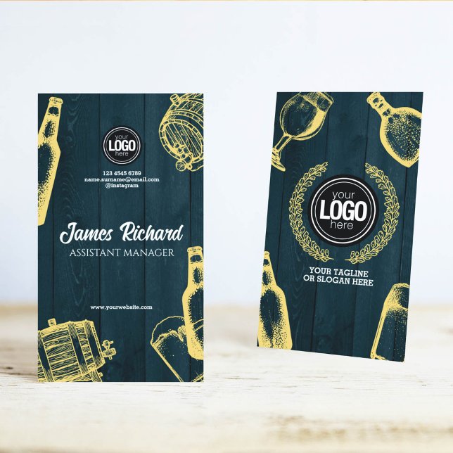 Personalise Dark Green Brewery Theme Business Card (Creator Uploaded)