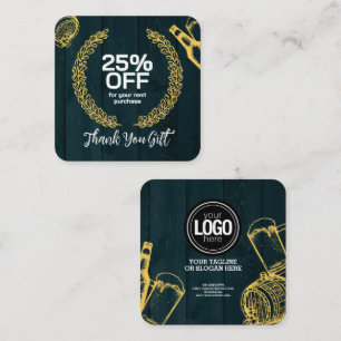 Personalise Dark Green Brewery Theme Discount Card