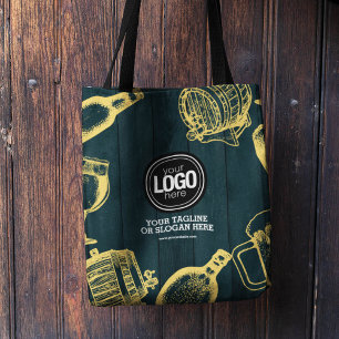 Personalise Dark Green Brewery Theme Tote Bag