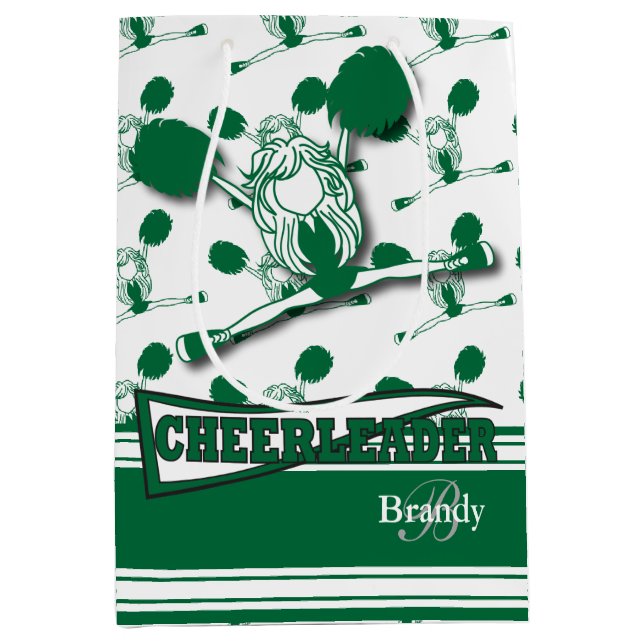Personalise Dark Green Cheerleader Medium Gift Bag (Front)