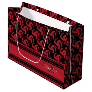 Personalise Dark Red Volleyballs Large Gift Bag