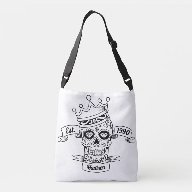 Personalise Day of the Dead Crossbody Bag Purse (Back)
