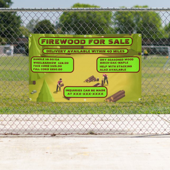 Personalise Detailed Firewood For Sale Business  Banner (Insitu)