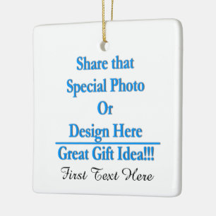 Personalise Different Image Both Sides-Black Text Ceramic Tree Decoration