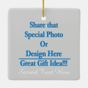 Personalise Different Image Both Sides-White Text Ceramic Ornament