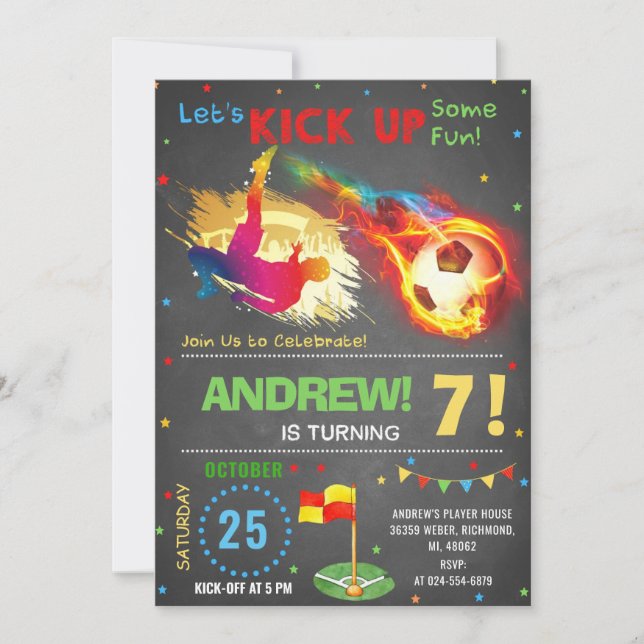 Personalise Digital Soccer Birthday Party Invitation (Front)