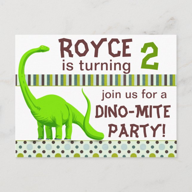 Personalise Dinosaur Birthday Invitation Postcard (Front)