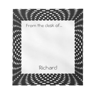 Personalise - Distorted Black and White Checks Notepad