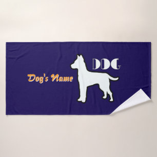 Personalise DOG Logo Navy Doggie Bath Towel
