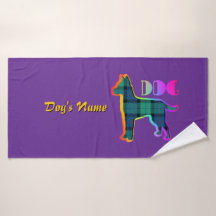 Personalise DOG Logo Rainbow Purple Plaid Doggie