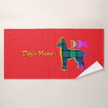 Personalise DOG Logo Rainbow Red Plaid Doggie