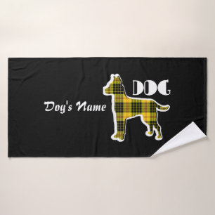 Personalise DOG Logo Yellow Plaid Doggie Bath Towel