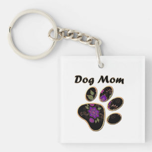 Personalise Dog Mum With Paw Key Ring