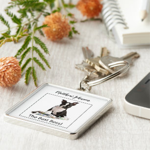 Personalise Dog Newspaper Boss’s Day, Humour Key Ring