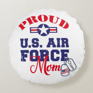 Personalise Dog Tag U.S. Air Force Mum Round Cushion