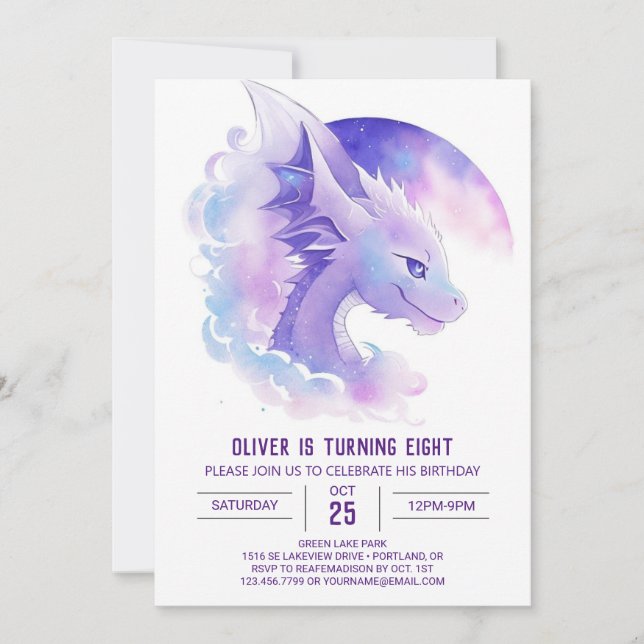 Personalise Dragon Birthday Invitation (Front)