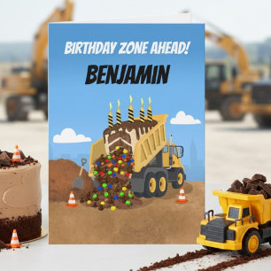 Personalise Dump Truck Birthday Card