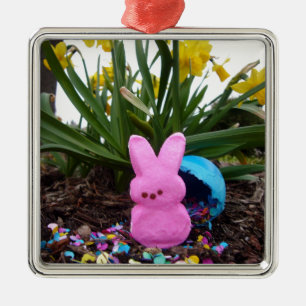 Personalise Easter Bunny Peace Love Art Destiny Metal Tree Decoration