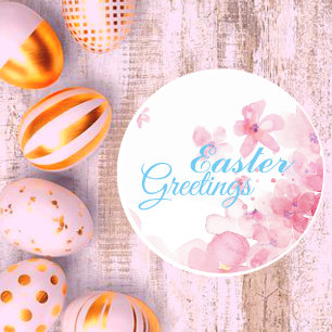 Personalise Easter Greetings Floral Classic Round Sticker