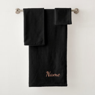 Personalise Ebony Black Bath Towel Set