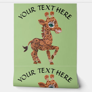 Personalise Edit Text Baby Giraffe Scroll Art Wallpaper
