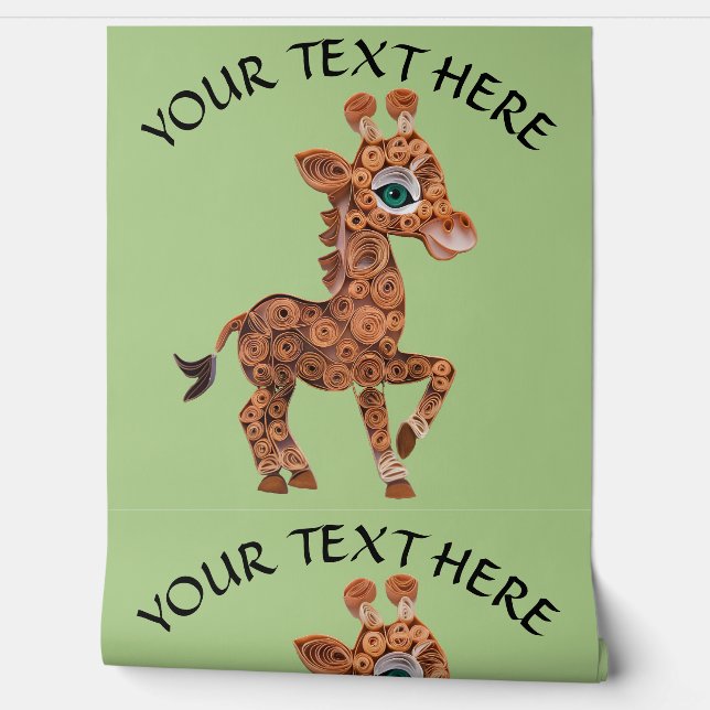 Personalise Edit Text Baby Giraffe Scroll Art Wallpaper (Unrolling)