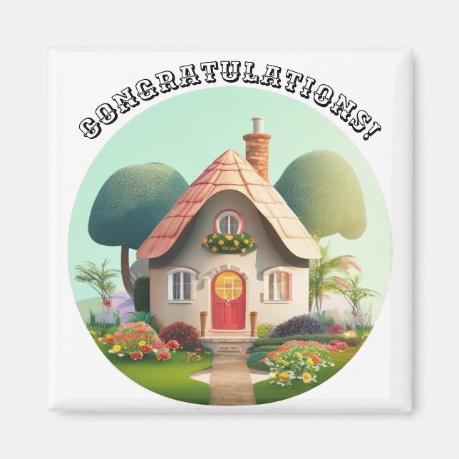 Personalise Edit Text Name Congratulations House Magnet (Front)