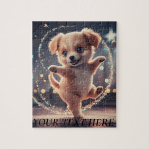 Personalise Edit Text Name Cute Dancing Puppy Jigsaw Puzzle